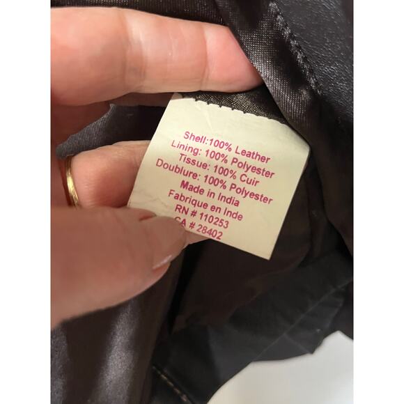 VTG 90s New Frontier Y2K Womens Brown Leather Belted Zip Jacket Coat Dressy 6 - Picture 8 of 9
